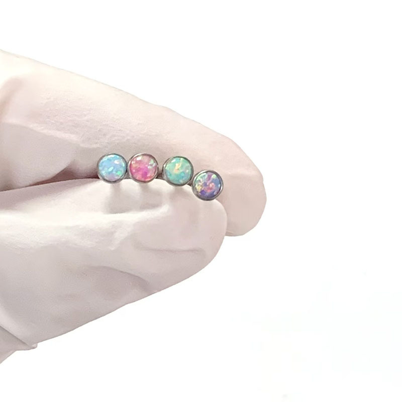 G23 Titanium External Thread Lip Stud Opal Eyebrow Stud Nose Stud Ear Bone Stud Body Piercing Jewelry detail image 9