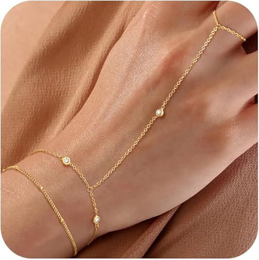 European and American New Fashion Simple Bracelet Finger Bracelet Plated 14K Gold Layered Stackable Ladies Jewelry Bracelet