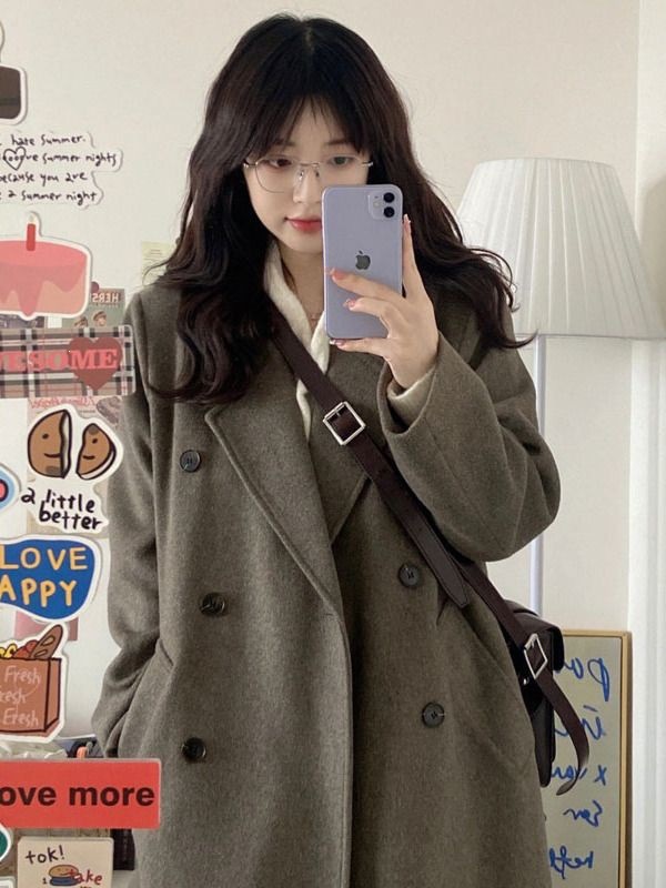 Women's wool coat, 2026 autumn/winter new style, petite style, high-end wool coat, popular style, Hepburn style, Korean gentle style.