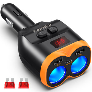 Manufacturers selling Aemeku one-to-five output car charging digital display PD30w super fast charging QC3 one-point two-point cigarette