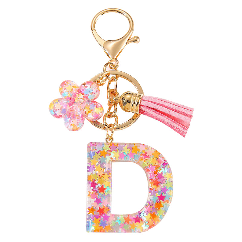 Un nuevo llavero flor de goteo de goma esquinilla 26 letras bolsos colgante llavero accesorios Yiwu
