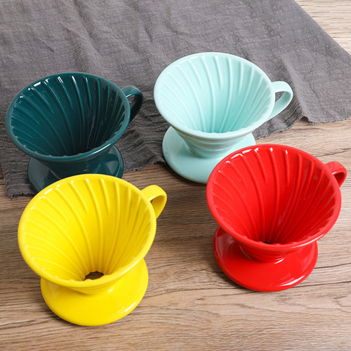 Ceramic hand brewed coffee filter cup V60 conical filter threaded drip coffee cup creative coffee utensils
