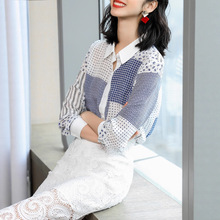 2025春秋印花衬衫女通勤长袖缎面白领职业衬衣真丝桑蚕丝时尚上衣
