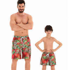欧美大码加肥泳裤男士 2024新款亲子装家庭沙滩裤 外贸游泳儿童裤