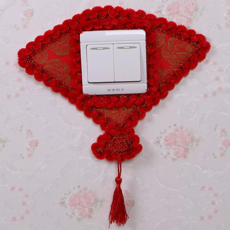 Праздничные красные плюшевые наклейки-воздушные шары для выключателей, декоративные наклейки для выключателей на свадьбу, для входа.