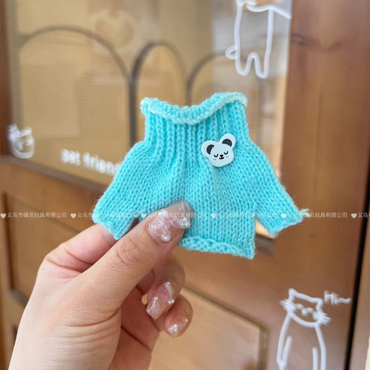 Lake blue knitted turtleneck sweater