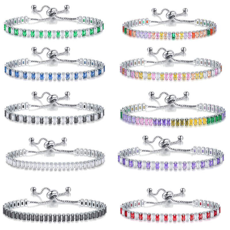 Simple Style Geometric Copper Inlay Zircon Bracelets