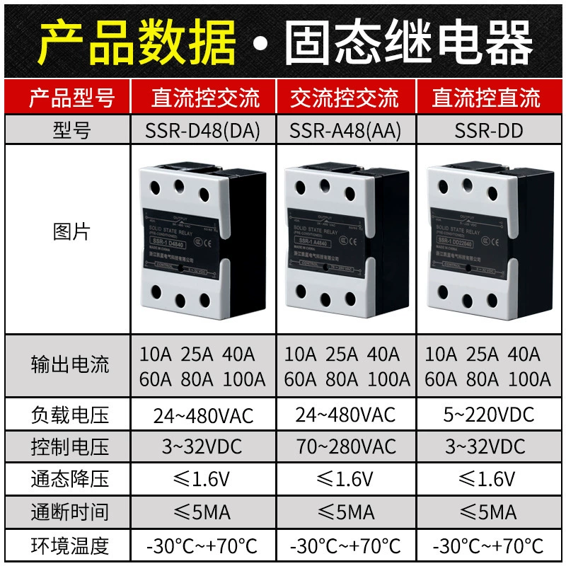 Single-phase solid-state relay 40A60A DC-controlled AC SSR DC-controlled DC small size manufacturer direct supply