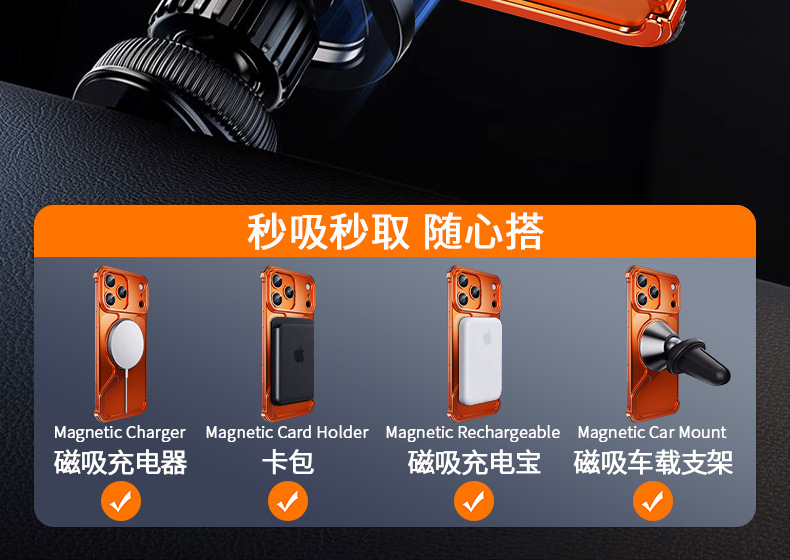 Ốp lưng điện thoại kim loại tích hợp nam châm MagSafe, giá đỡ chữ Z, bảo vệ toàn diện cho iPhone 15/16/17 Pro Max — Vỏ khung hình chữ Z gắn vào [Deep Space Black], Vỏ khung hình chữ Z gắn vào [màu trắng bạc], Vỏ khung hình chữ Z gắn vào [màu xám titan], Vỏ khung hình chữ Z gắn vào [tím đậm] chi tiết 14