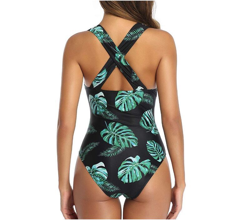 2022 European And American New Sexy V-neck Hollow Mesh One-piece Swimsuit Swimsuit  New display picture 5