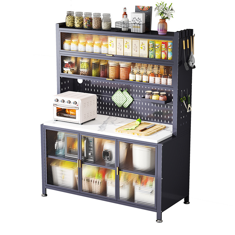 キッチンラック、サイドボード、収納キャビネット、床置き防塵電子レンジ、食器多機能収納キャビネット|undefined