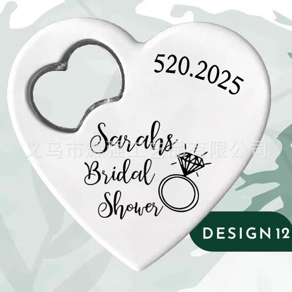 Abridor de botellas con forma de corazón de Amazon, de plástico, imprimible con UV, publicitario, creativo, para bodas, recuerdo, imán.