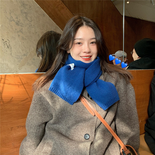 Korean version ins warm solid color imitation cashmere scarf for women autumn and winter all-match fashion student knitted scarf for men new style