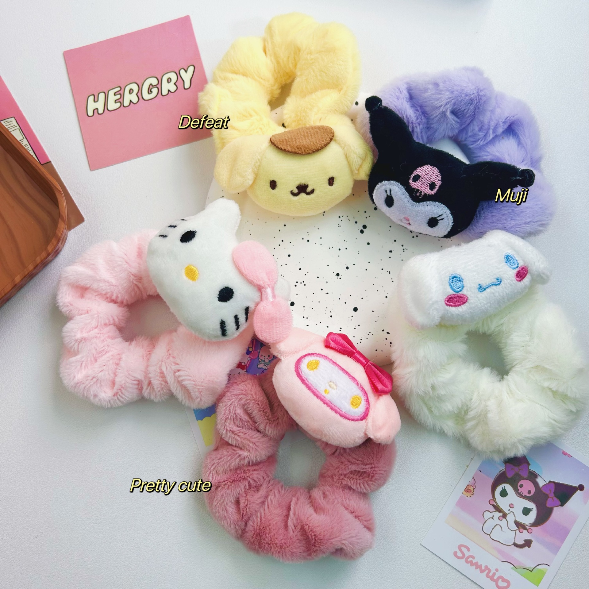 Otoño y invierno nuevo lindo peluche colón colomí cuerda de cabello chica kt gato suave hermana estudiante muñeca correa cuerda cabeza