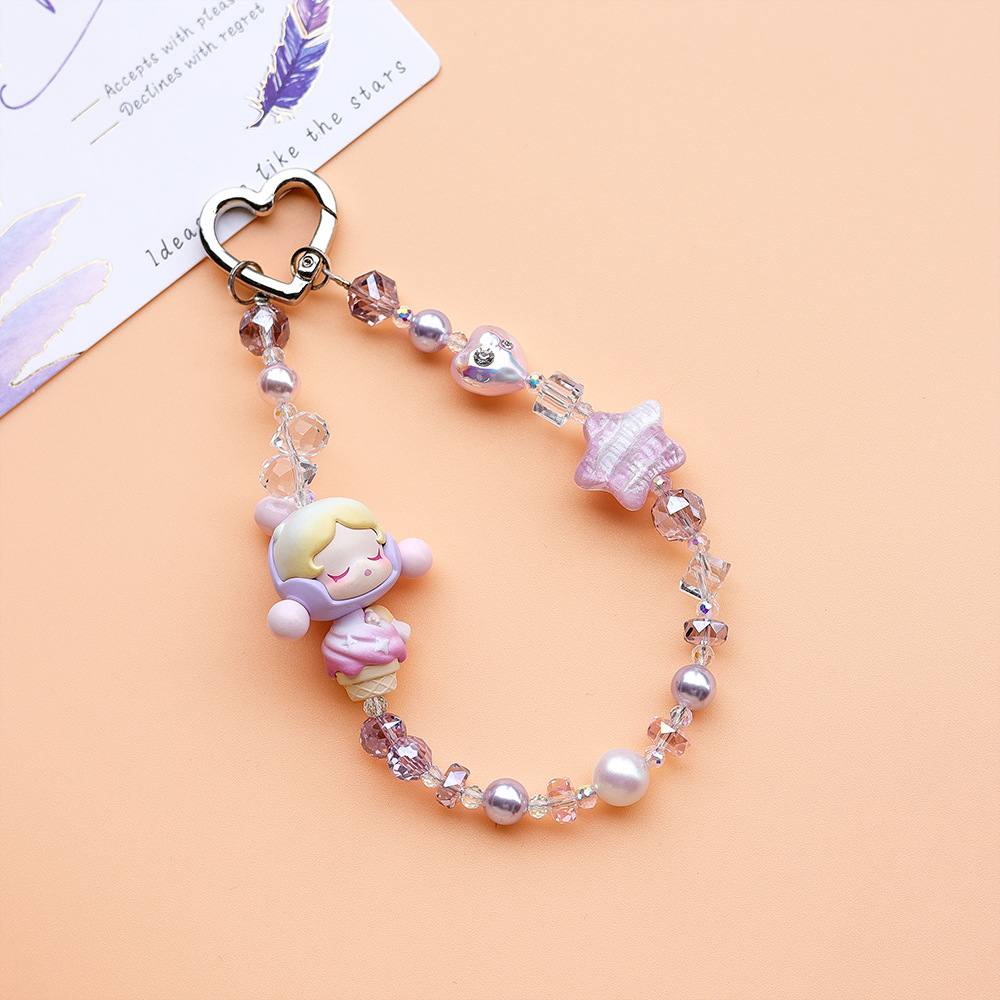 Authentic Bubble Mart Cute Mobile Phone Chain Hand-Beaded Fashion Keychain Pendant Girls Personalized Bag Pendant