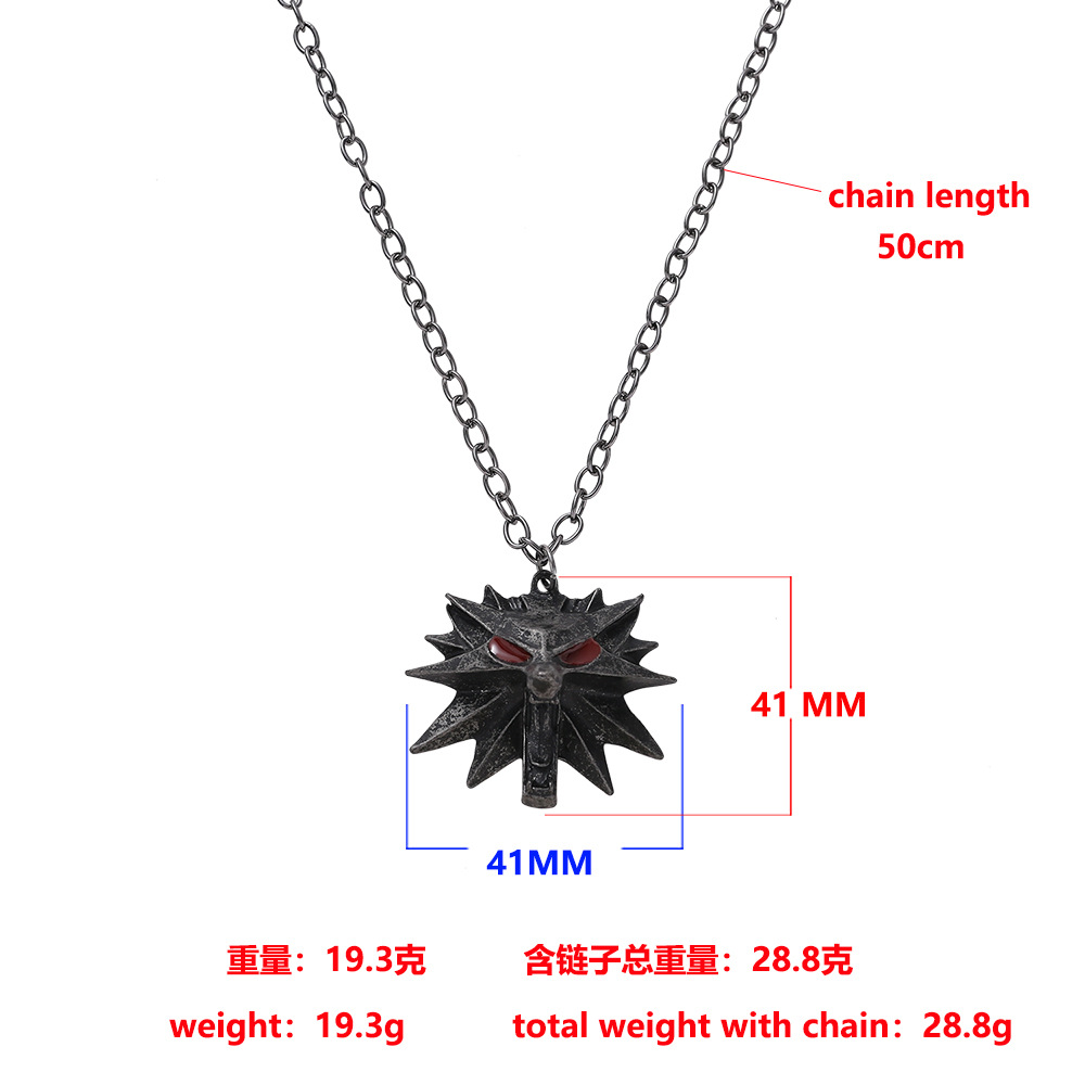 Witcher3 asistente 3 caza loco personalidad cabeza de Lobo los hombres aleación colgante collar europeo y americano juego accesorios periféricos