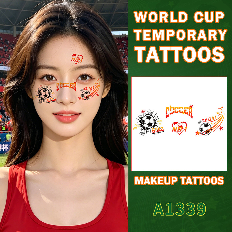 Cartoon World Cup temporary tattoos suitable for both children and adults, made of eco-friendly materials, for sports events