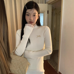 红人馆蝴蝶结毛衣女秋季2025新款内搭设计高级感半高领针织打底衫