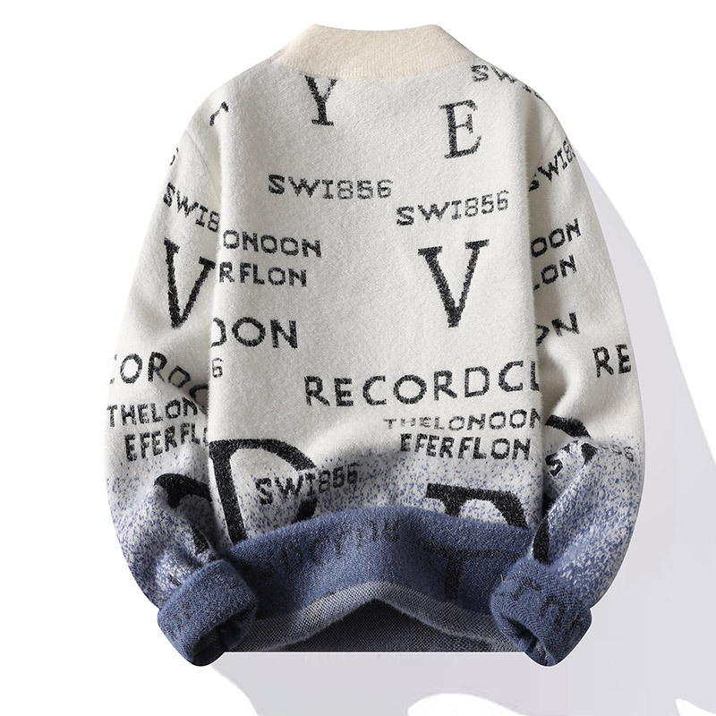 Men's Clothing plus velvet sweater men's winter plus velvet thickened high end cashmere sweater warm knitted bottoming shirt_voghion.com