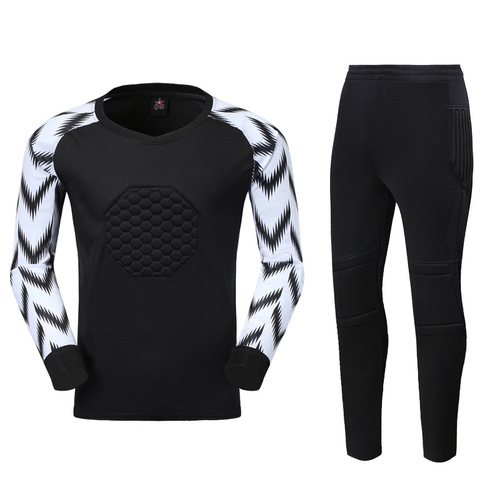 New Football Goalkeeper Suit Long Sleeve Set Children's Goal Net Suit Anti-Collision Breathable with Protective Pads Children's and Adult Versions