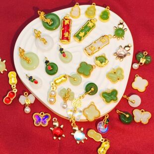 Alloy Jewelry Accessories Pendant Safety Buckle Blessing Word Transfer Beads National Style Retro Handmade DIY Bracelet Necklace Material