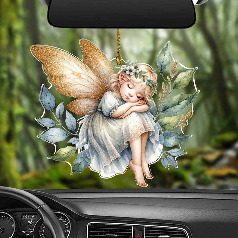 Mariposa acrílica hadas regalos de vacaciones plano transfronterizo automóvil espejo interior decoración colgante llavero colgante