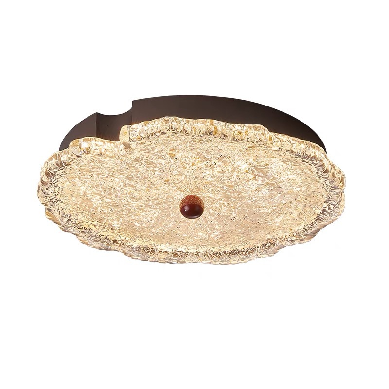 Lámpara de techo de dormitorio francés de hoja de loto de hoja de oro