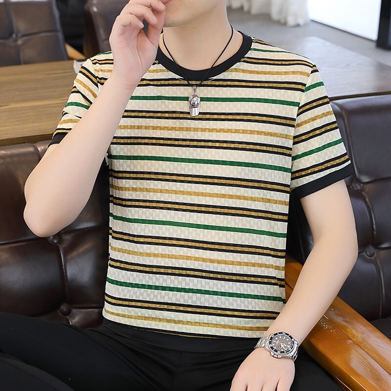 505 Factory Store Summer Trendy Ice Silk Breathable Skin-Friendly Fashionable Versatile Round Neck Short Sleeve 505 Factory Store Summer Trendy Ice Silk Breathable Skin-Friendly Fashionable Versatile Round Neck Short Sleeve