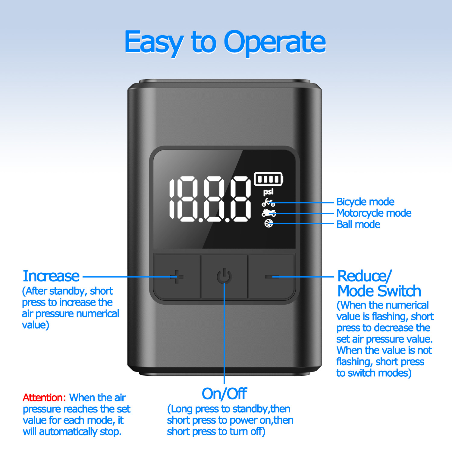 Mini Road Bike Electric Pump Portable Car-Mounted Handheld Smart Air Pump Wireless Electric