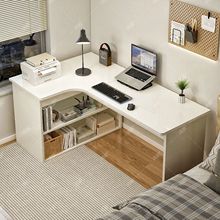 实木书桌转角书架一体学生学习桌卧室写字电脑桌拐角家用桌子