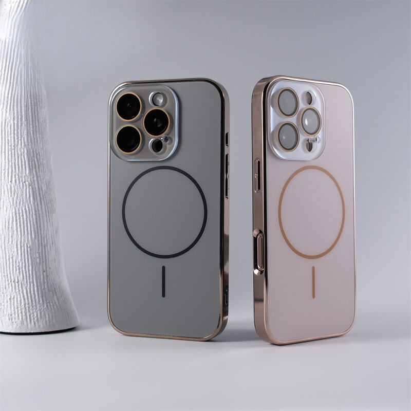 Apple 17電気メッキマットAG細線磁気吸着iPhone16promaxクリスタルレンズフィルム携帯電話ケース15に適用|undefined