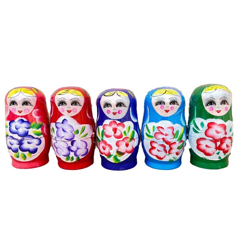 ロシアの子供の5層の彩色のペンキの手描きの人形のロシアの特色の木製の工芸品の置物の卸売り|undefined