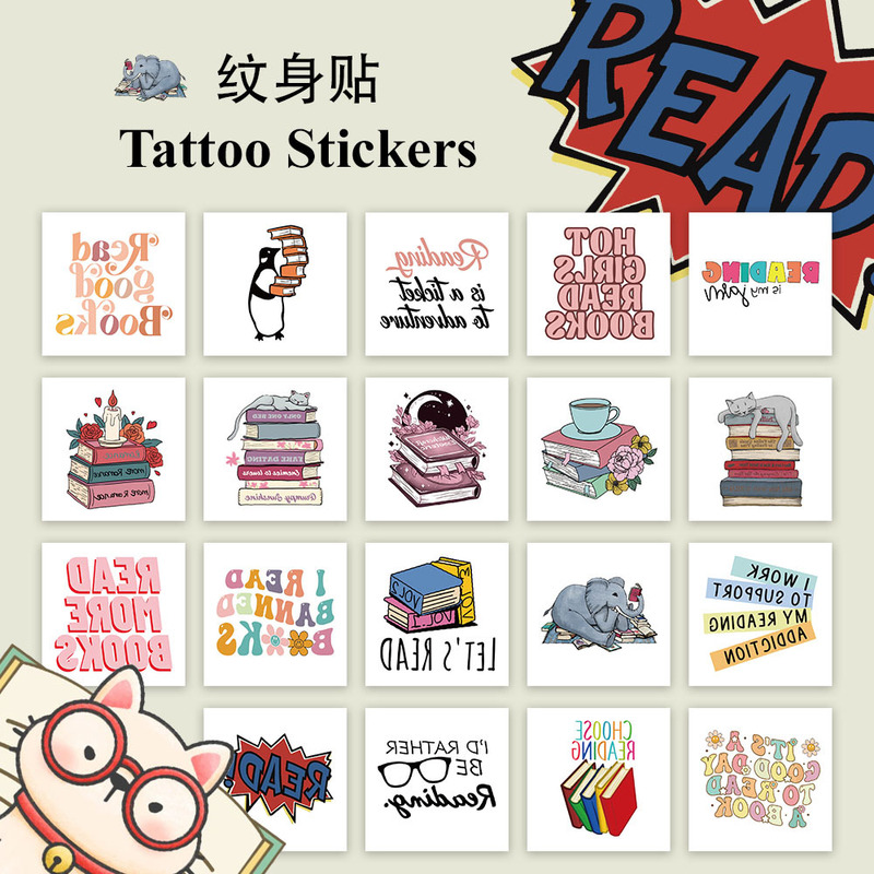 20 inspirational love reading cartoon tattoo stickers boys and girls toy body stickers temporary tattoo stickers wholesale