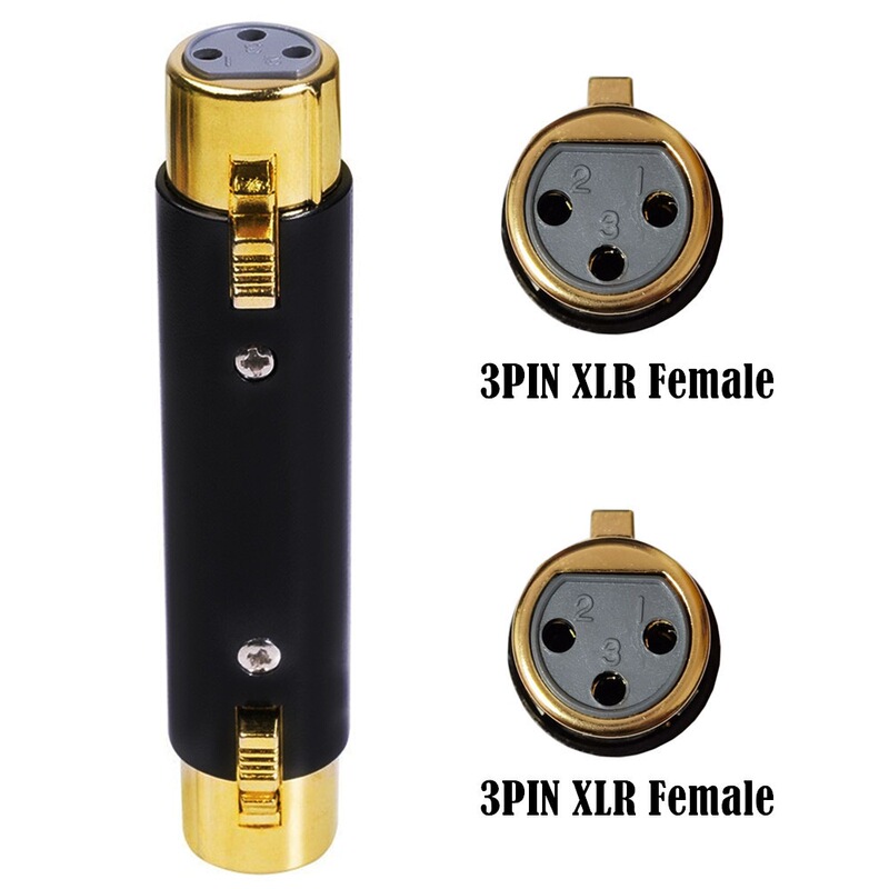 Gold-Plated Xlr Female-To-Female Adapter 3-Pin Xlr Adapter Compatible with Microphone Mixer Xlr Microphone Audio