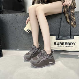 真皮透气网面7CM增高阿甘鞋女秋百搭休闲运动跑步鞋女鞋zsct2598