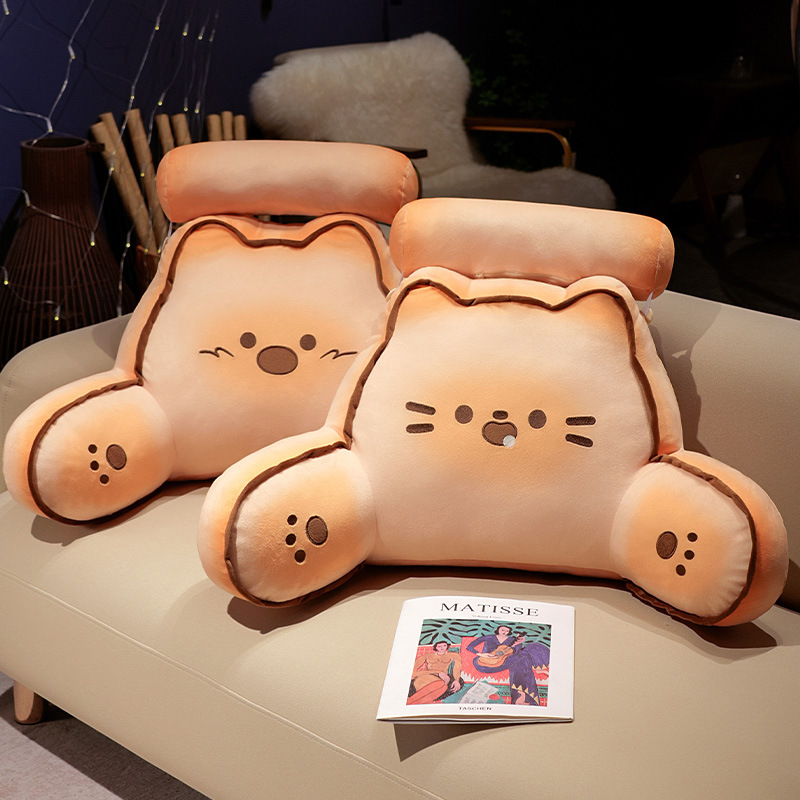 Mantequilla de galletas cojín de gato cabecera de la cama bolsillo de cama grande para jugar con el teléfono móvil cojín de respaldo cojín de respaldo cojín desmontable y lavable