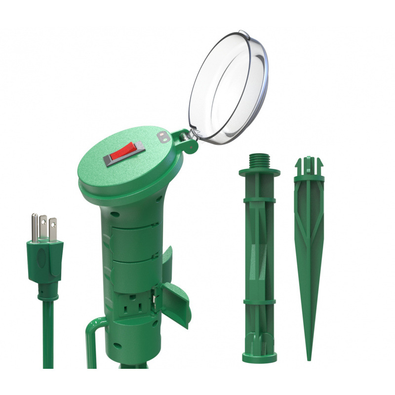 6个户外季节性插座LED指示灯和机械定时器连接供应商地插座