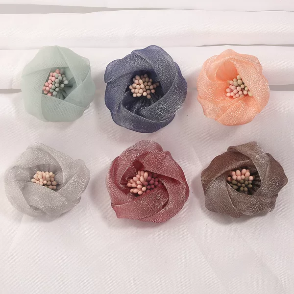Handmade DIY floral accessories, summer Korean-style tulle flowers, clothing embellishments, floral hair accessories, fabric crafts, in-stock wholesale