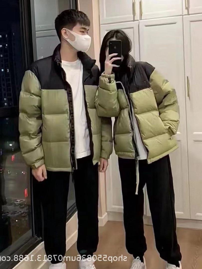 莆田高版本1996羽绒服拼接小麦色美版700蓬男女情侣款面包服外套