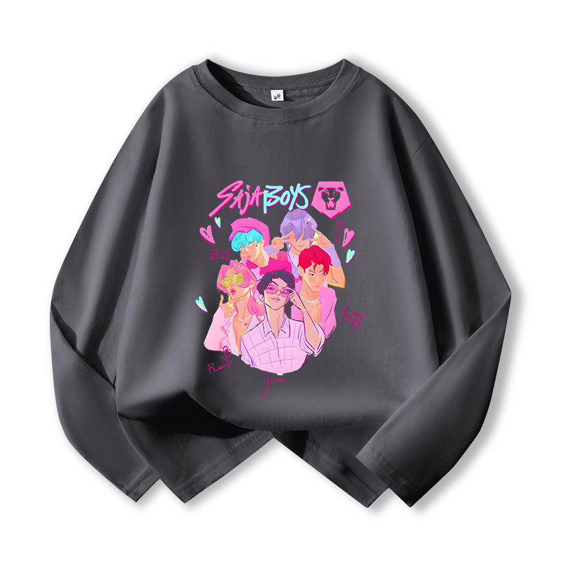 亚马逊猎魔女团KPop Demon Hunters周边时尚儿童长袖T恤柔软上衣|undefined