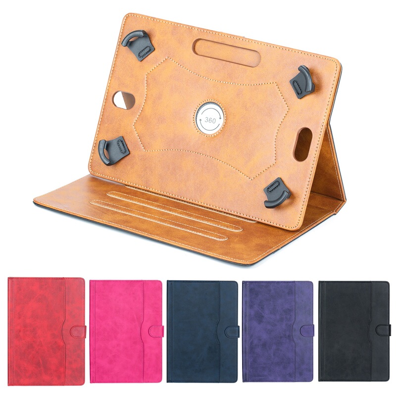 Suitable for Android Tablets Two-Tone Leather Texture 9-11inch Universal Protective Case with Four-Corner Hooks and Three-Hole Rotation