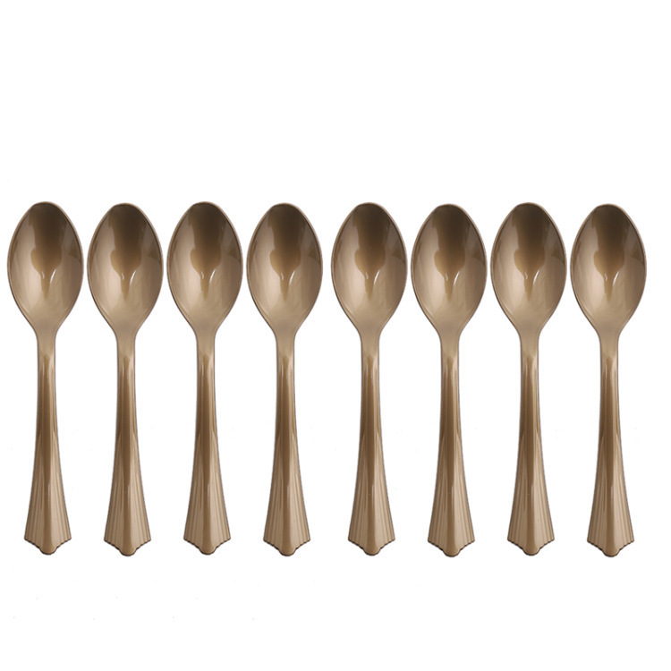 Bronceado punto negro vajilla engrosada taza de papel pastel plato de papel cuchillo de oro tenedor cuchara tejido decoración del partido suministros traje