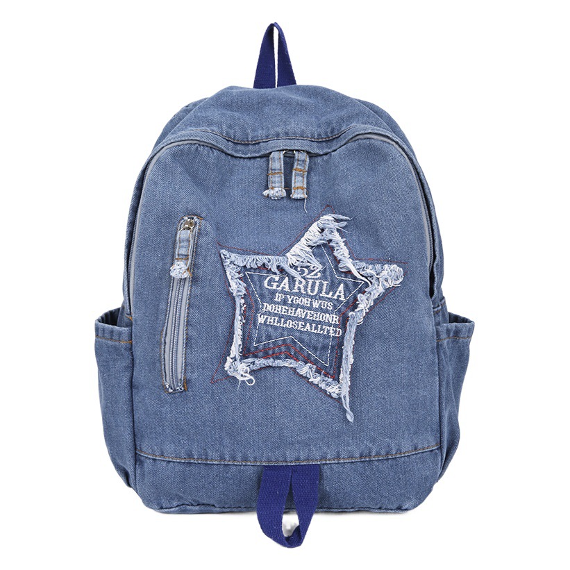 Gradiente mochila de vaqueros de gran capacidad para estudiantes universitarios, mochila de estudiantes, mochila escolar coreana, bolsa de viaje.
