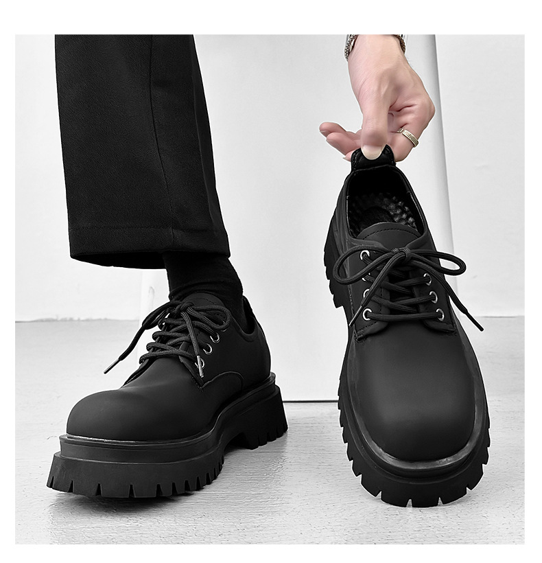 Mens Gothic Platform Lace Up Oxford Shoes Mens Dress Shoes Formal Big Round Toe Platform Lace Up  main image 3