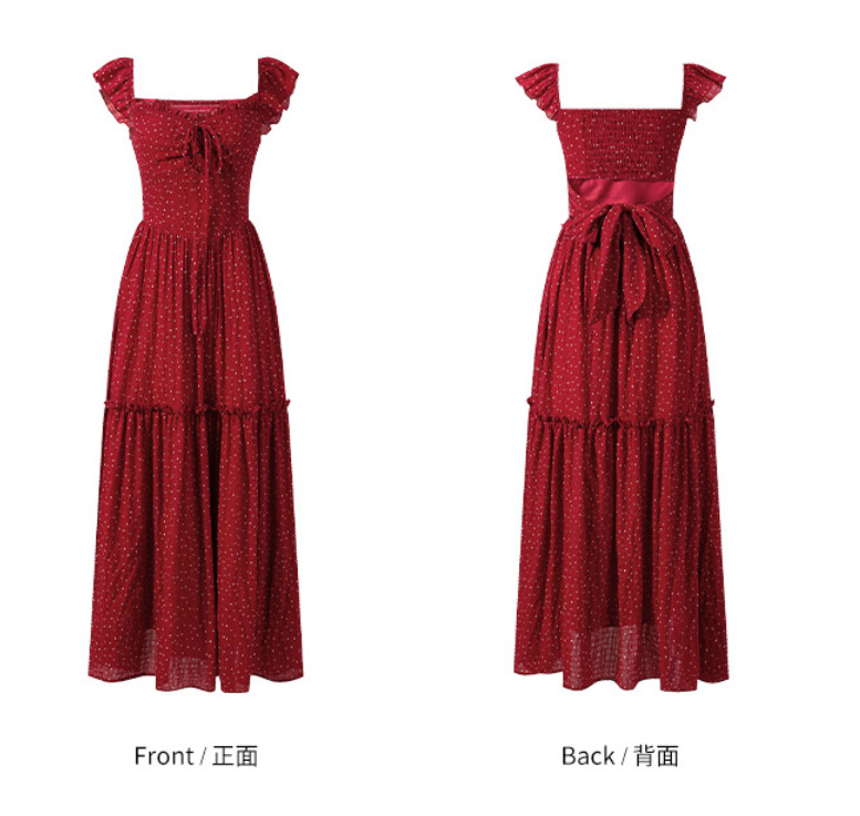 Women's Square Neck Floral Print Halter Flowy Tiered Maxi Dress – Bohemian Summer Resort Gown_ecoleips.com