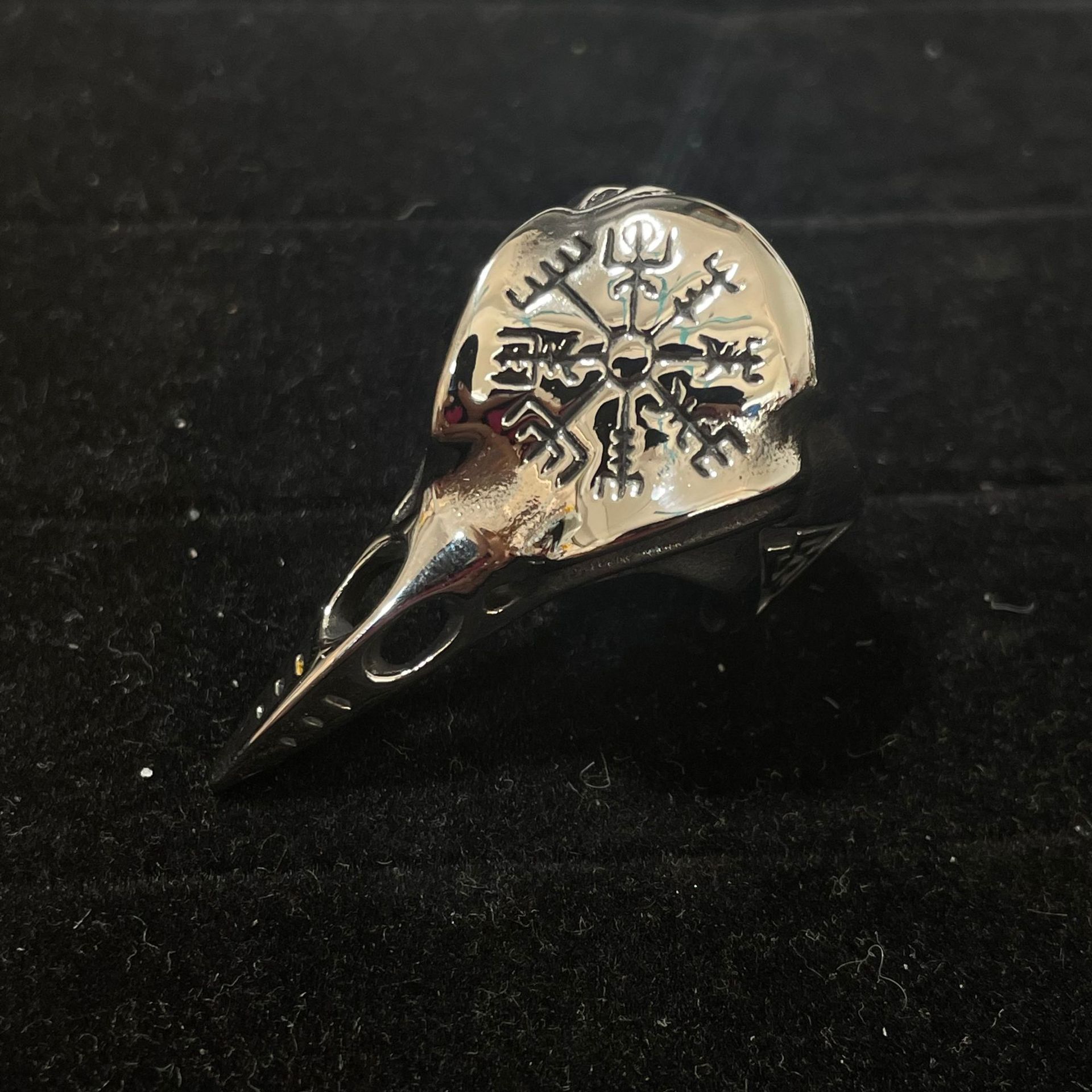 50g Weight Stone-Free Inlay Material Rings Classification 1 Piece Quantity Street Occasion Men'S Retro Rings Crow Geometric 304 Stainless Steel Titanium Steel Men Signet Rings