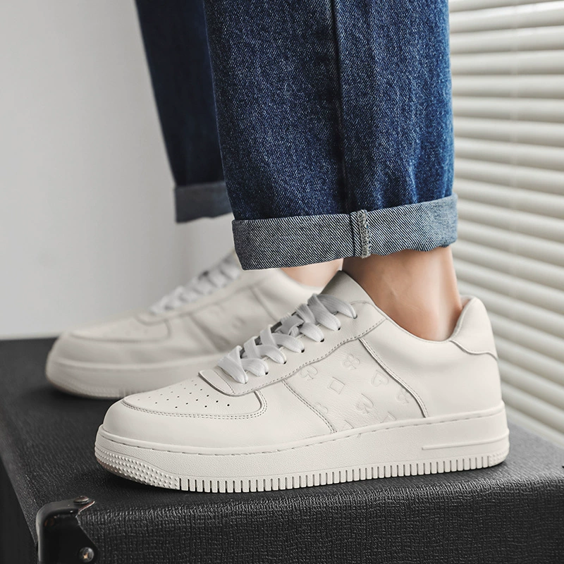 Белые туфли из натуральной кожи, летние мужские повседневные туфли для скейтбординга на толстой подошве, кроссовки, модные Универсальные кроссовки, оптовая продажа, мужская обувь