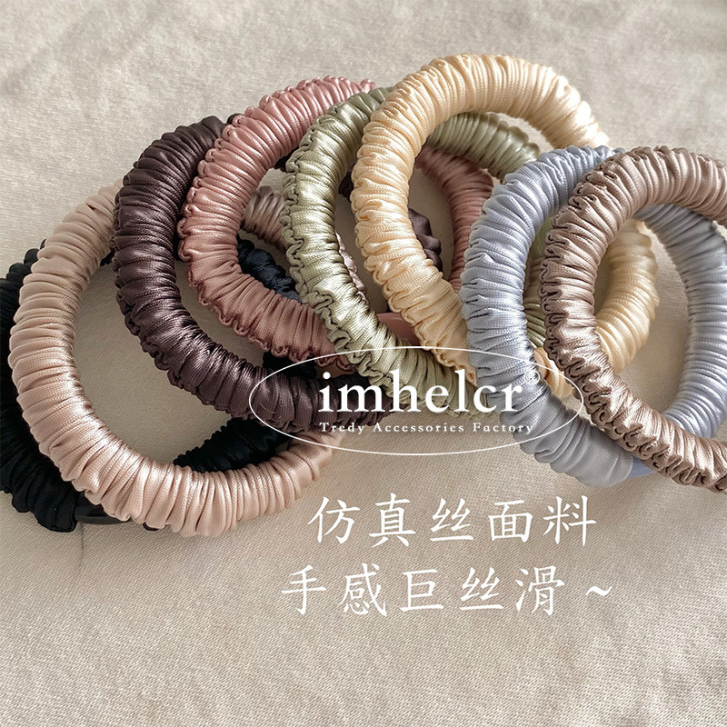 巨丝滑仿真丝面膜发绳~韩国新款质感舒适缎面基础发圈不伤发皮筋|undefined
