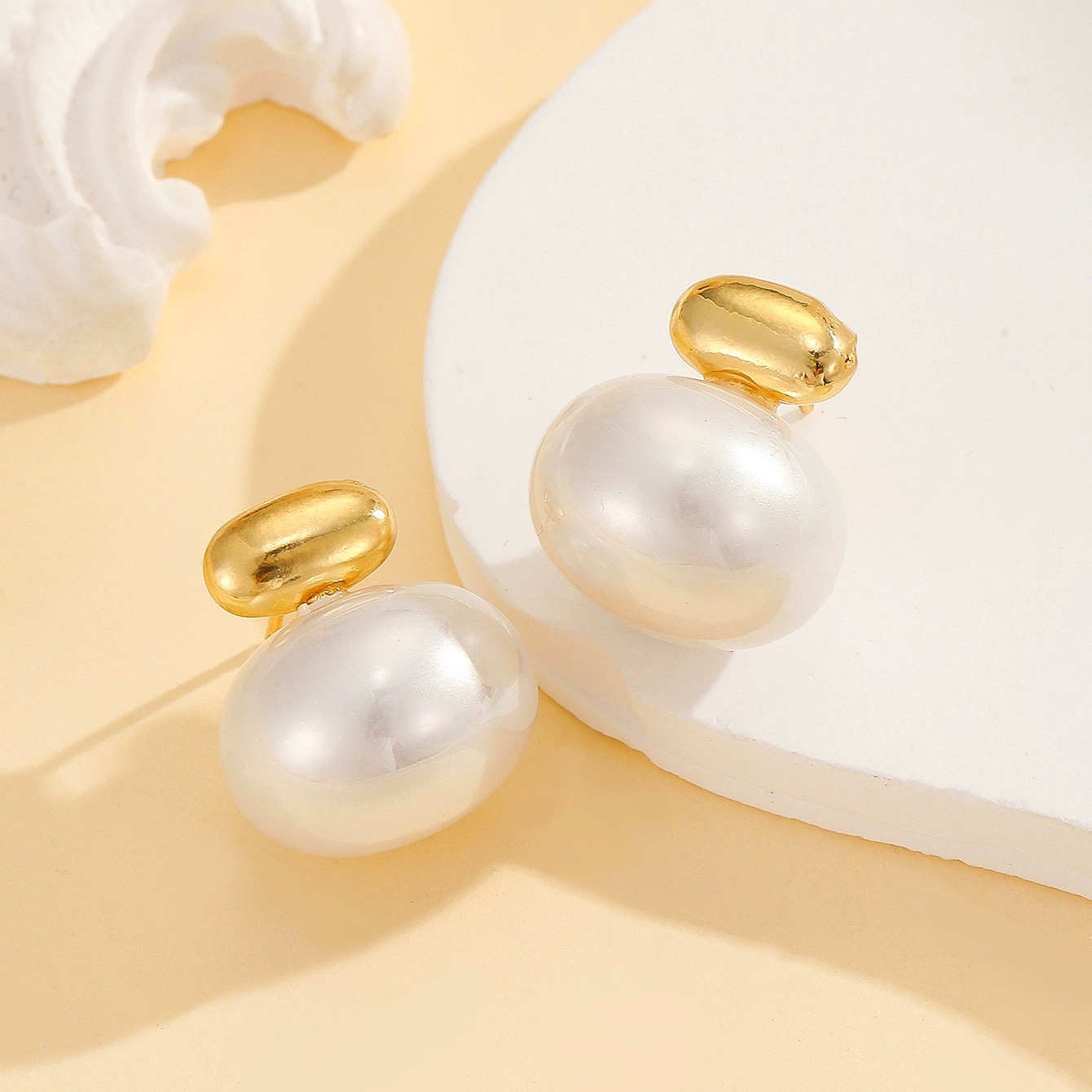 Pearl bow earrings, Japanese‑Korean style, rhinestone‑encrusted, lightweight 0.01 kg