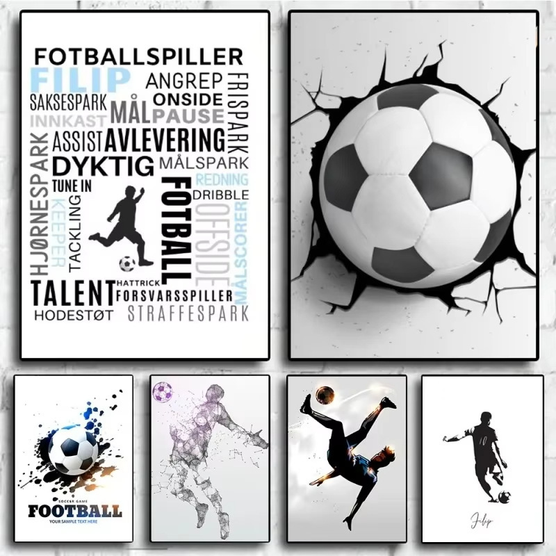 Modern abstract black-and-white football art poster factory wholesale high-definition inkjet canvas cross-border e-commerce to Zanda